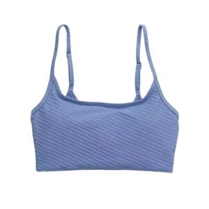 Aerie Bikini Top Women's Size‎ Large Coast Blue Jacquard Longline Scoop Neckline